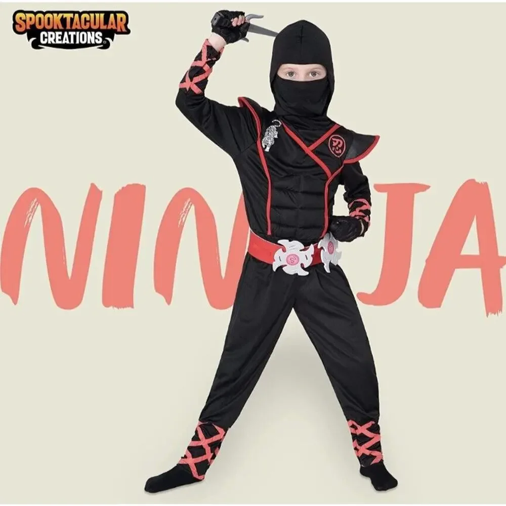 Spooktacular Creations‎ Boys Ninja Deluxe Costume for Kids Black XXL